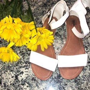 White flat sandals